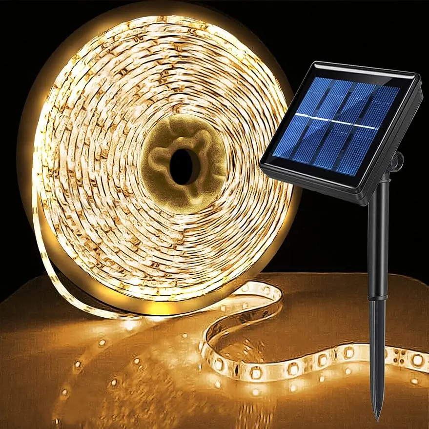 

Upgraded 6M 180 LED Solar Powered LED Strip Lights, Solar Coop Shed Lights Outdoor Waterproof, 8 Modes Auto ON/Off Ligh