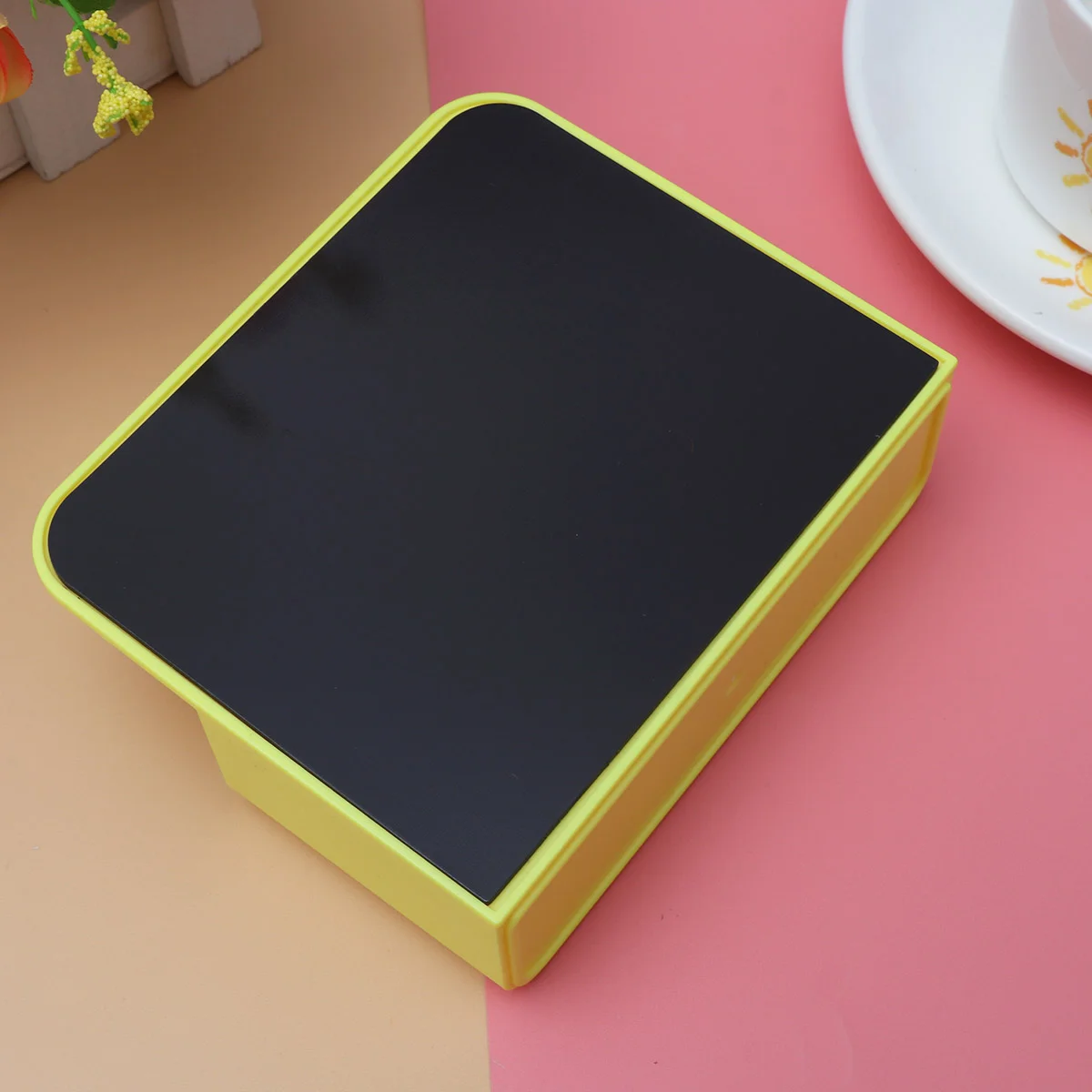 Boîte de Rangement Magnétique pour Tableau Noir, Effaceur, Collant, Conteneur (Jaune)