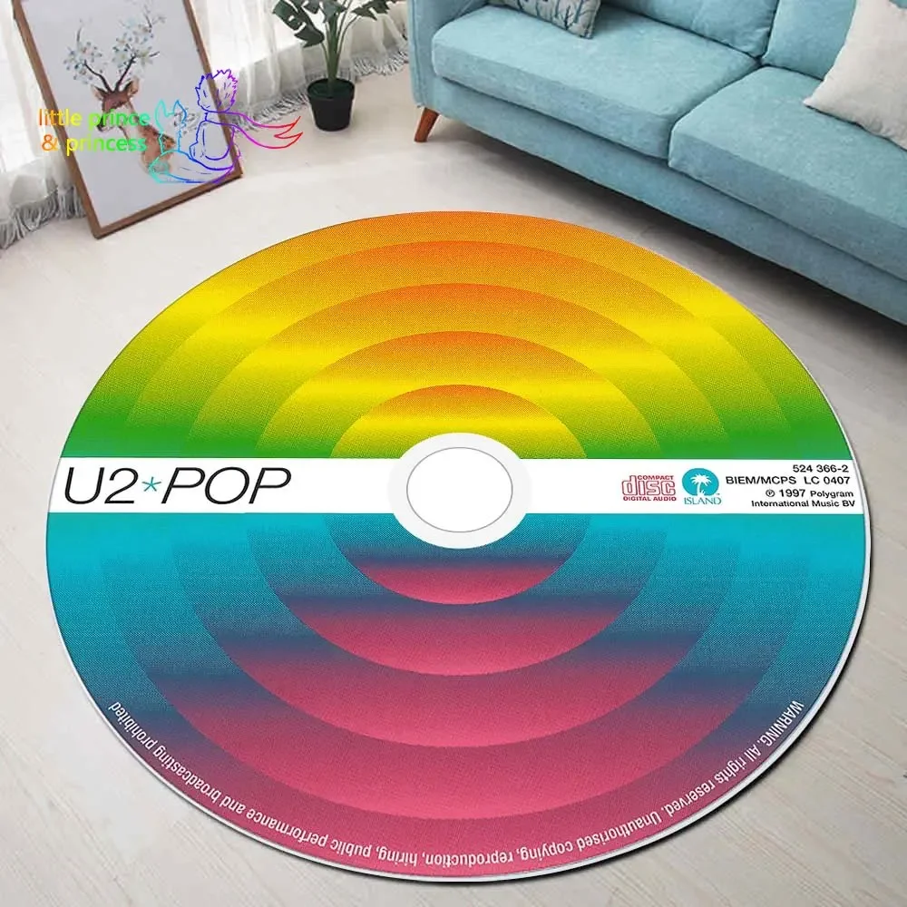 

U2 Rock Band CD Rug Music Round Mat Round Rug Round Carpet Bathroom Mat Black Mat Home Decor Rug Living Room Kitchen