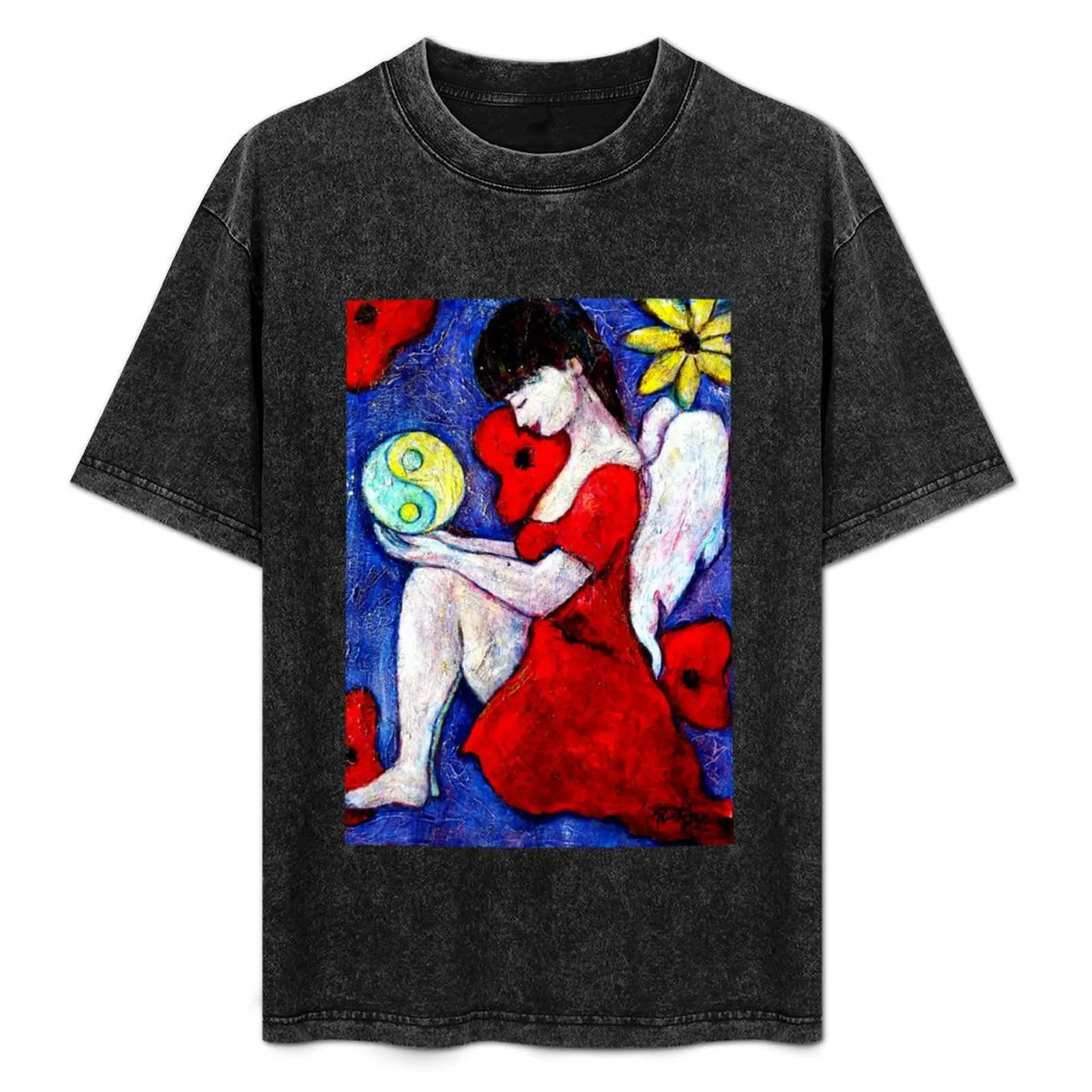 Imagen de Ángel Karma, parte del juego de cartas del oráculo de los Ángeles – Camiseta MeMoment con diseño de cartas de ángeles, talla grande, estilo casual y sencillo.
