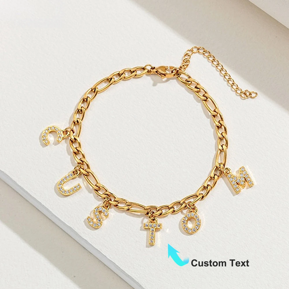 Custom Name Anklet for Women Stainless Steel Personalized Initial Anklet Summer Beach Leg Chain Ankle Bracelet Custom Jewelry
