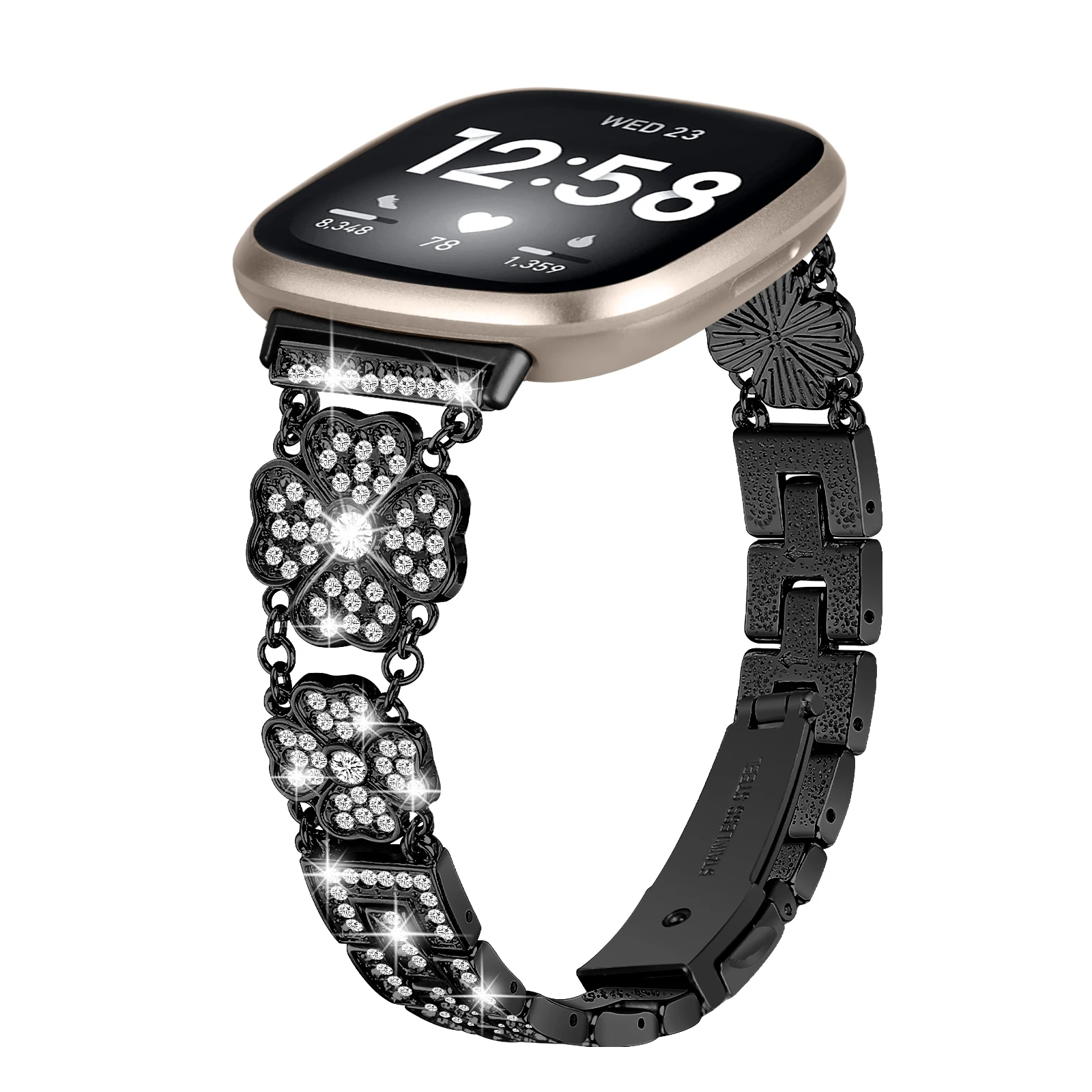 Pulseira de metal brilhante para fitbit versa 3/sense pulseira de relógio inteligente para fitbit versa 4/sense 2 pulseiras acessórios