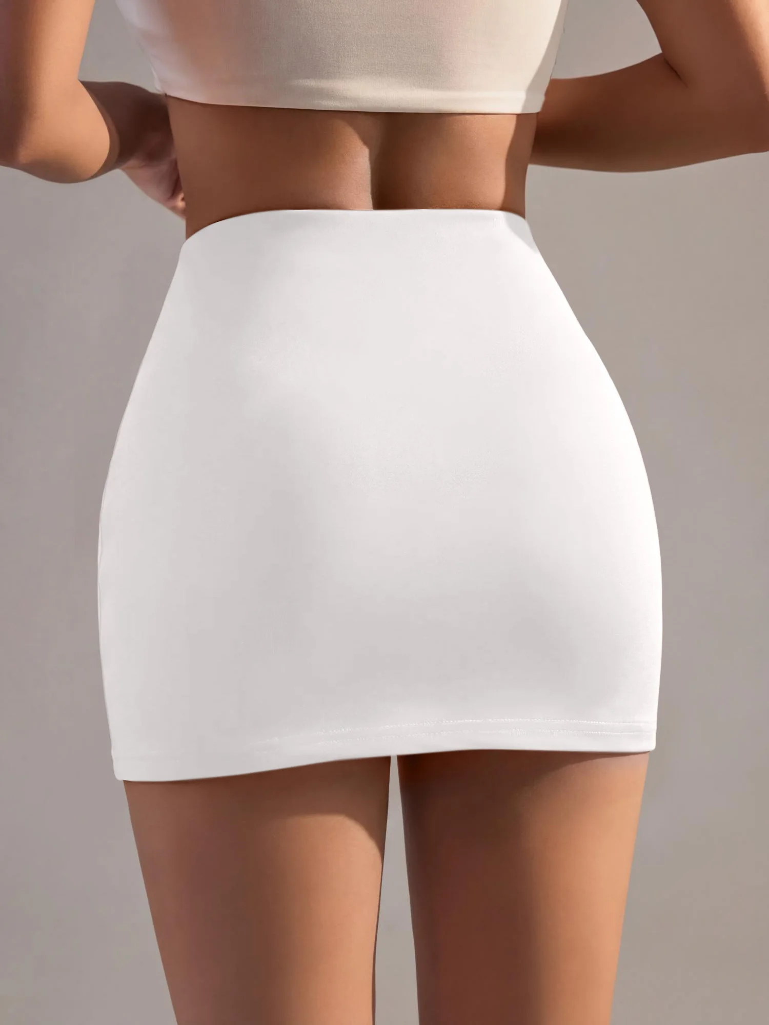 High Rise Slimming Bodycon Skort with Built-in Safety Shorts Non-Transparent Elastic Waist Daily Street Outfit Skirt