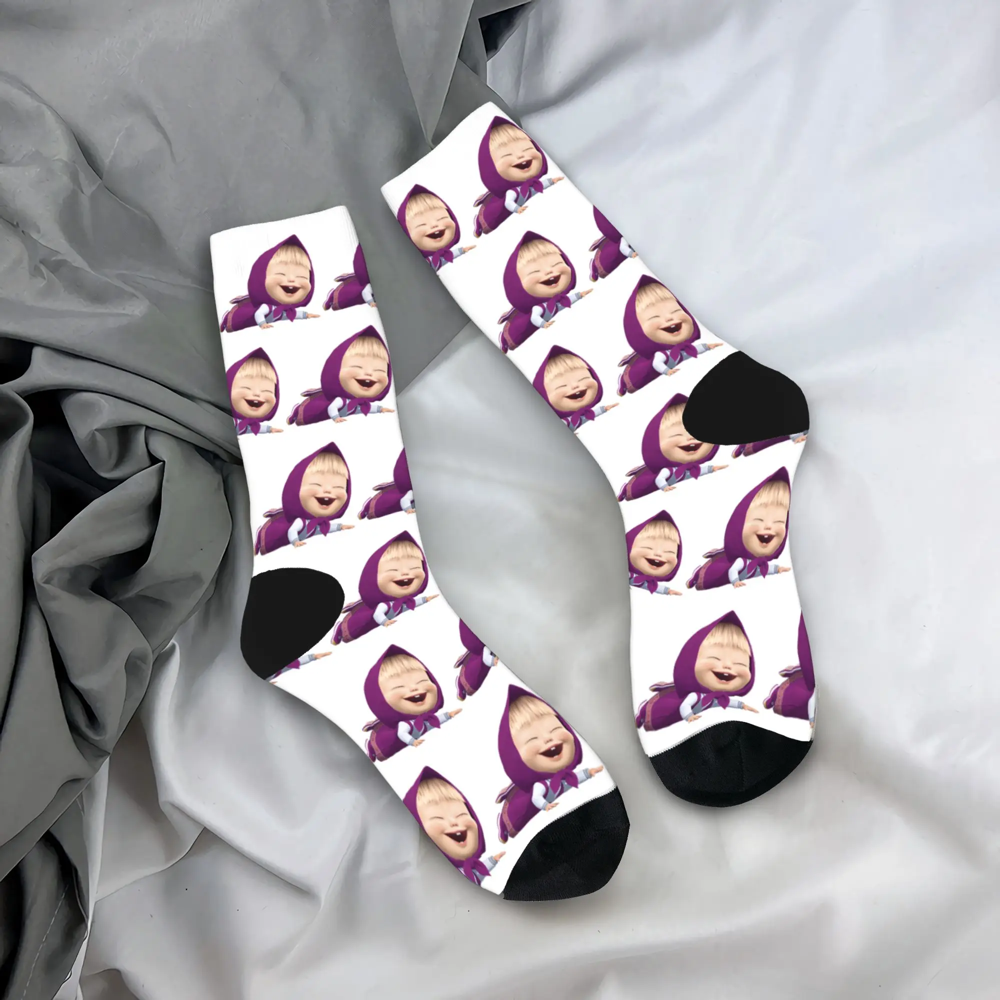 

M-Masha and Bear Stockings Gothic Socks Couple Warm Soft Socks Winter Skateboard Design Anti-Slip Socks Gift