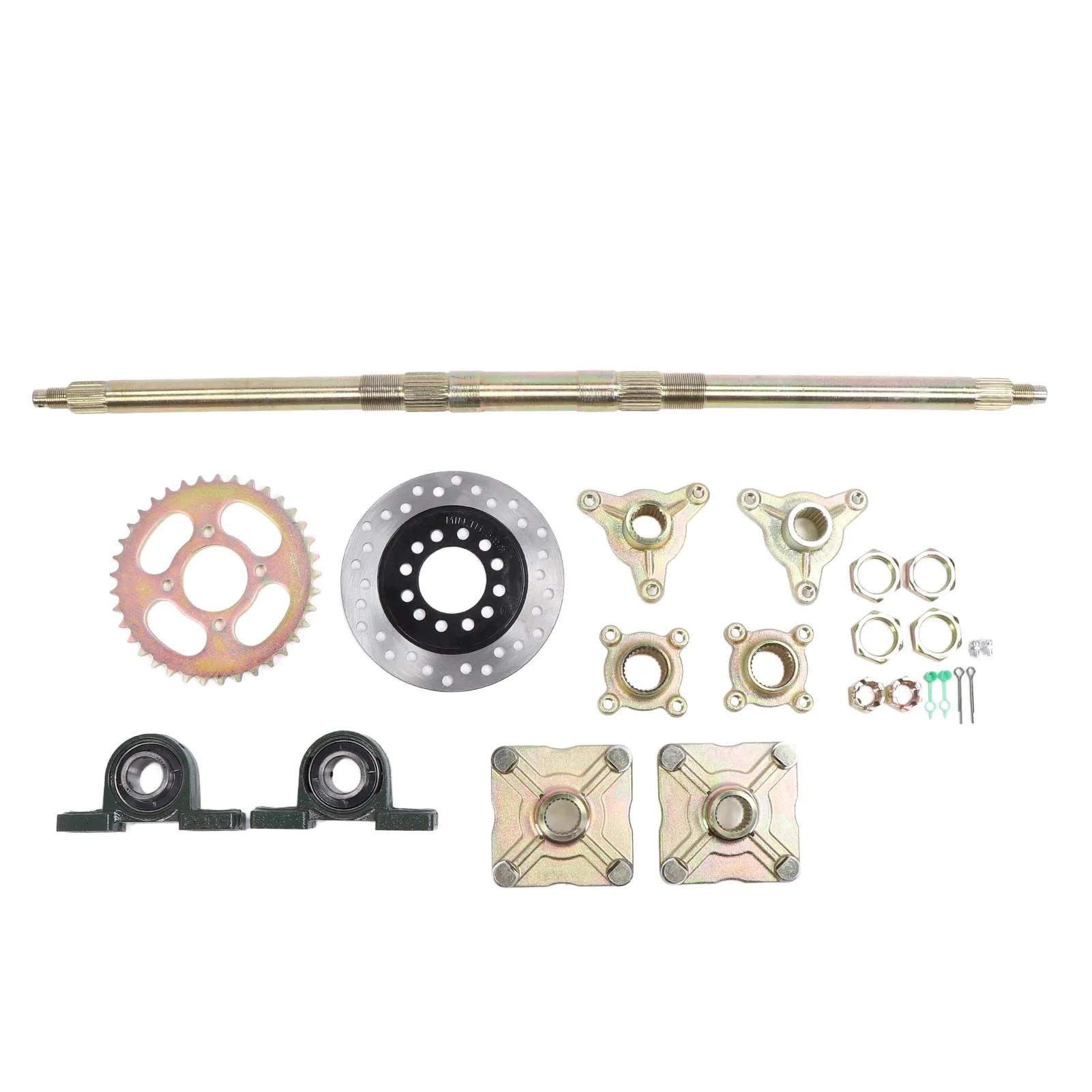 

Go Kart Rear Axle Kit 160mm Brake Disc Pressure Resistant Go Kart Rear Axle Assembly Enhanced Stability 740mm for Drift Trikes