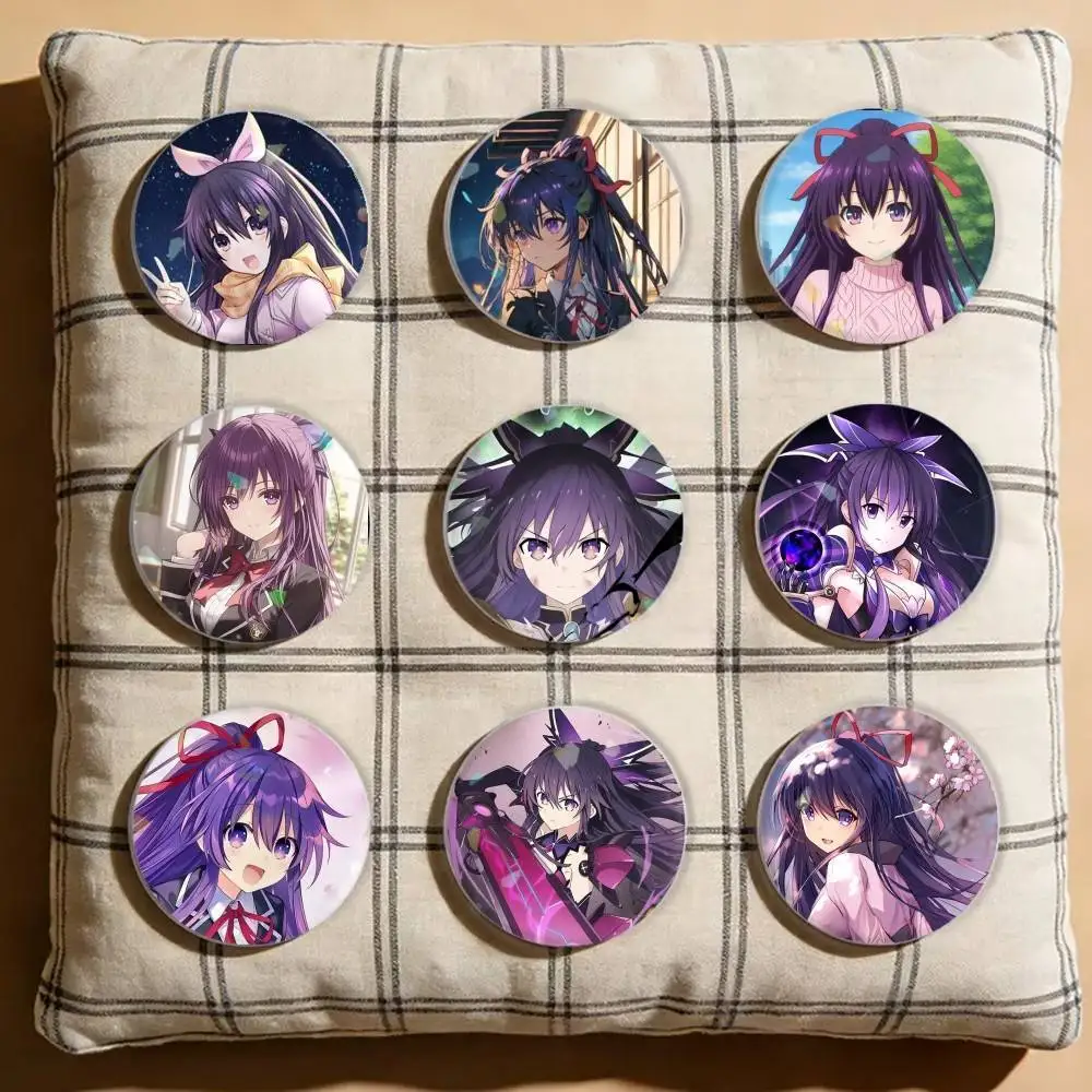 

Date A Live T-Tokisaki K-Kurumi Laser Badge Creative Pins Brooch for Bag Clothes Hat Decor Gifts Fans Collect