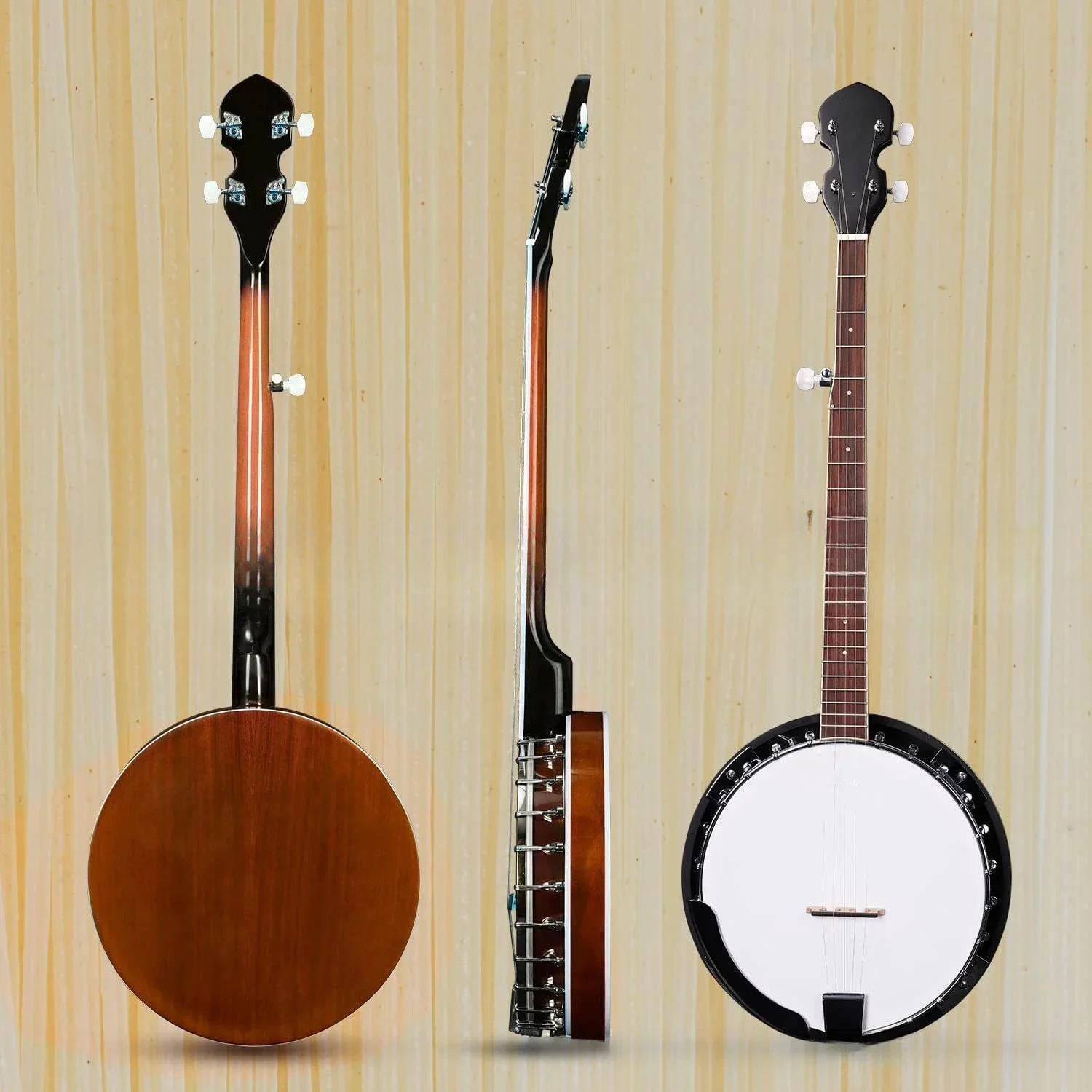 5-String Geared Tunable Banjo - High-Quality Closed Back Design with 24 Brackets, Remo Head, Premium Hardcase Beginners