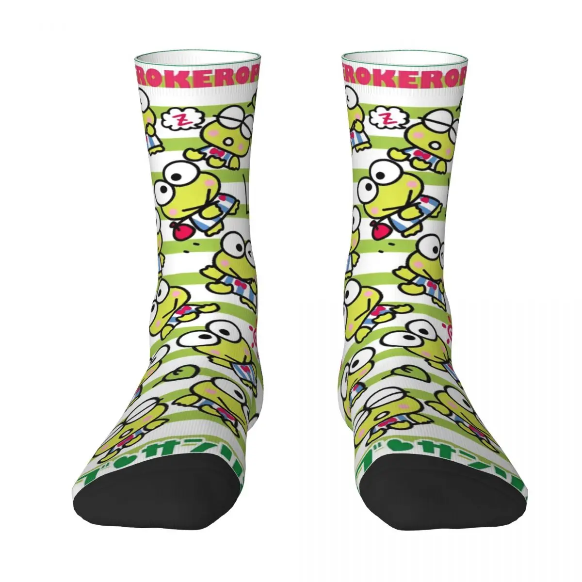 Unisex Men Socks MINISO Keroppi Cartoon Stockings Winter Fashion Comfortable Socks Design Skateboard Non Skid Socks