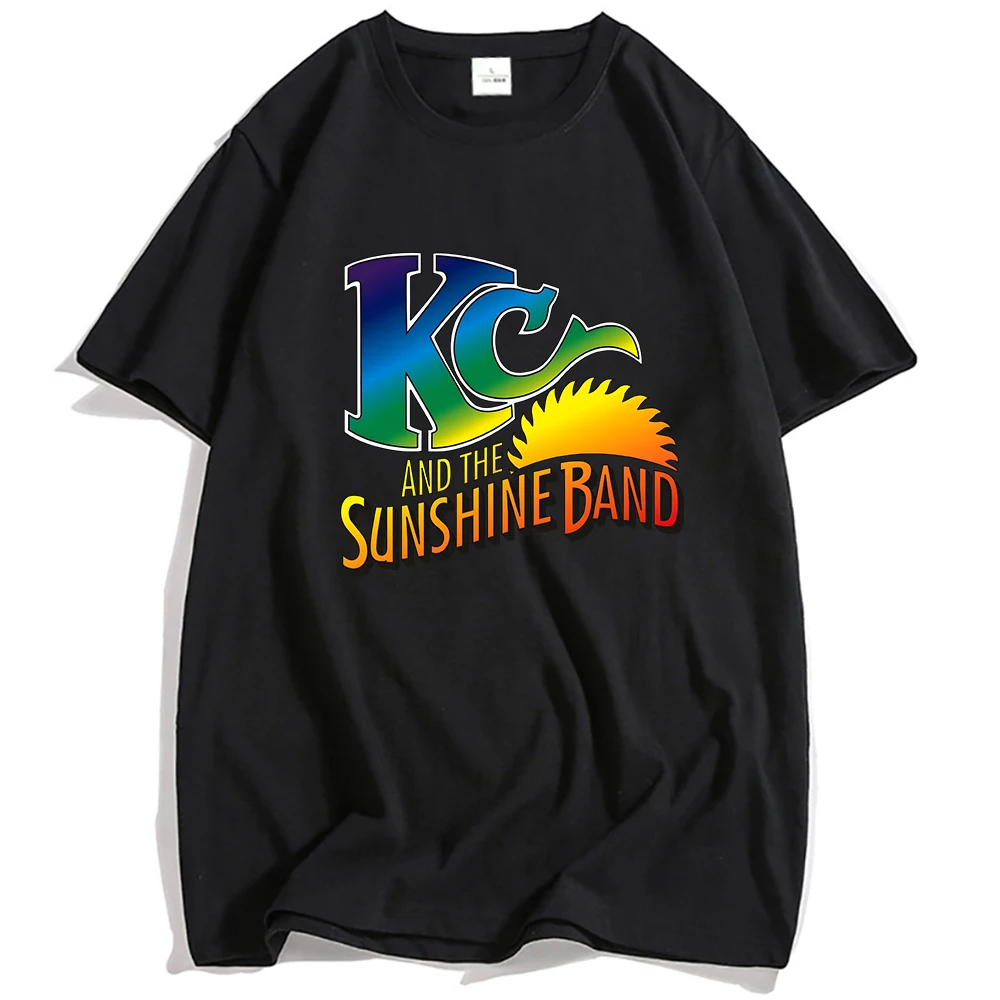 

KC and The Sunshine Band Logo T-shirt Short Sleeve Cotton Male Tshirts Unisex Streetwear Loose Fashion Punk Graphic T Shirt Tees