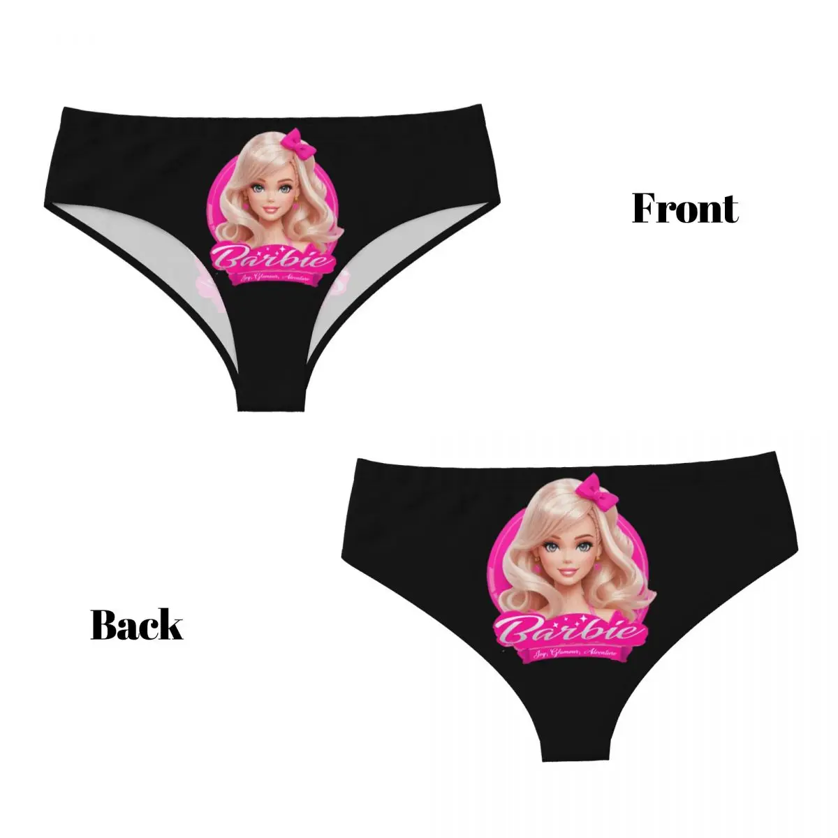 Custom Cartoon Barbie Girl Brief Panties Womens Breathable Stretch Underwear