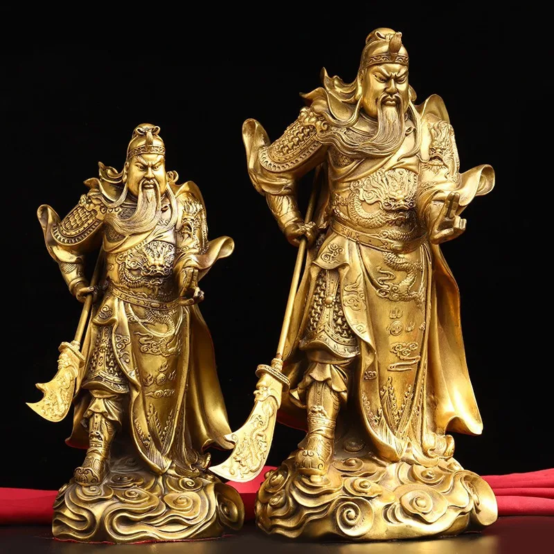 Guyunzhai Brass Wu Lord The Second Copper Statue Two Finger Guan Gong Home Decoration Living Ro