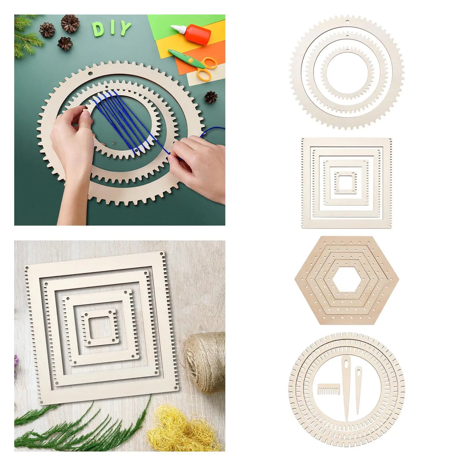 Wood Weaving Looms Portable Creative DIY Weaving Art for Woven Tapestry Table Mat Hanging Decor Knitted Crafts Craft Enthusiasts