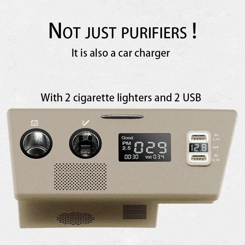 For VW Golf Plus, Tuguan Car Air Purifier Car Charger Water Ion Generator Cigarette Lighter USB Quick Charge