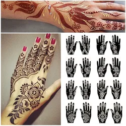 8 Pairs/Set Professional Henna Stencil Temporary Hand Tattoo Body Art Sticker Template Wedding Tool Flower Tattoo Stencil Kit