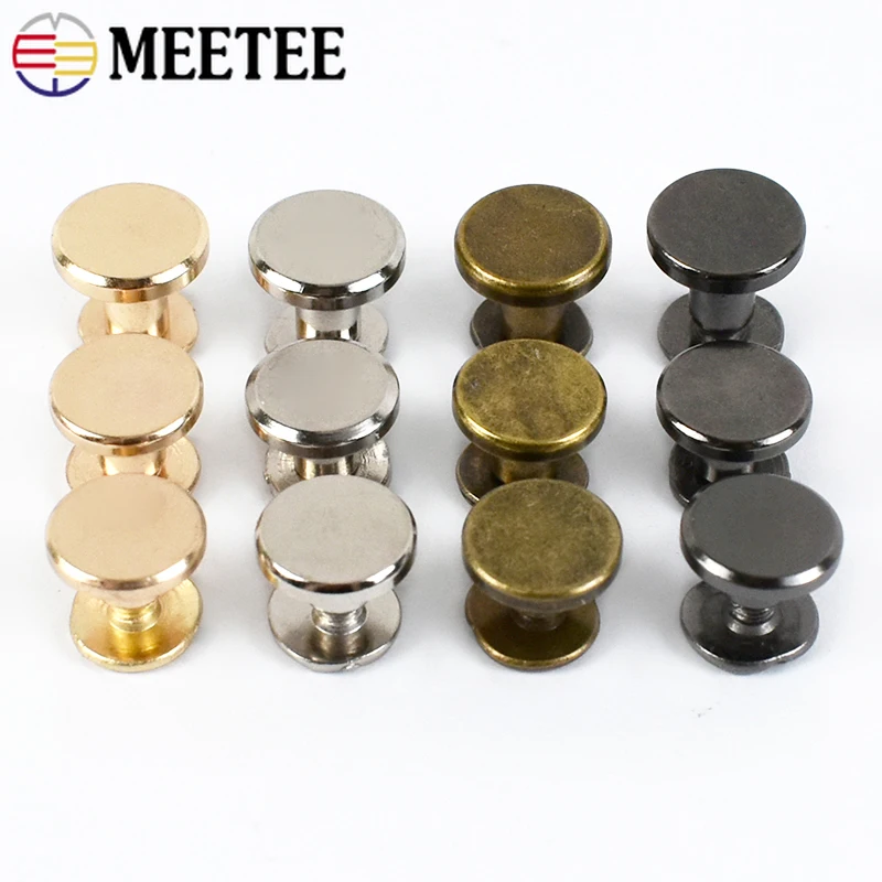 10/20/30 Pz Meetee 5-8mm Testa Piatta Rivetto Fibbie In Metallo Solido Chiodo Bullone per Borsa Vestiti Viti Decorative Accessori In Pelle FAI DA TE