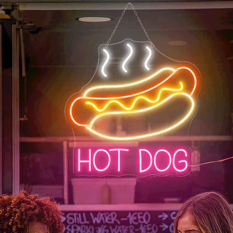 Imagem -04 - Handmade Led Neon Sign para Decoração Hot Dog Stand Decor Vintage Neon Signs Restaurante Wall Art Jantar Bar Decoração