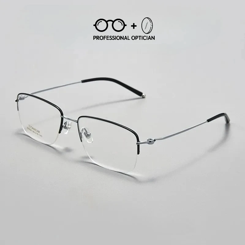 

Ultra Light Pure Titanium Business Elite Semi Rim Myopia Hyperopia Astigmatism Anti Blue Light Prescription Optical Glasses