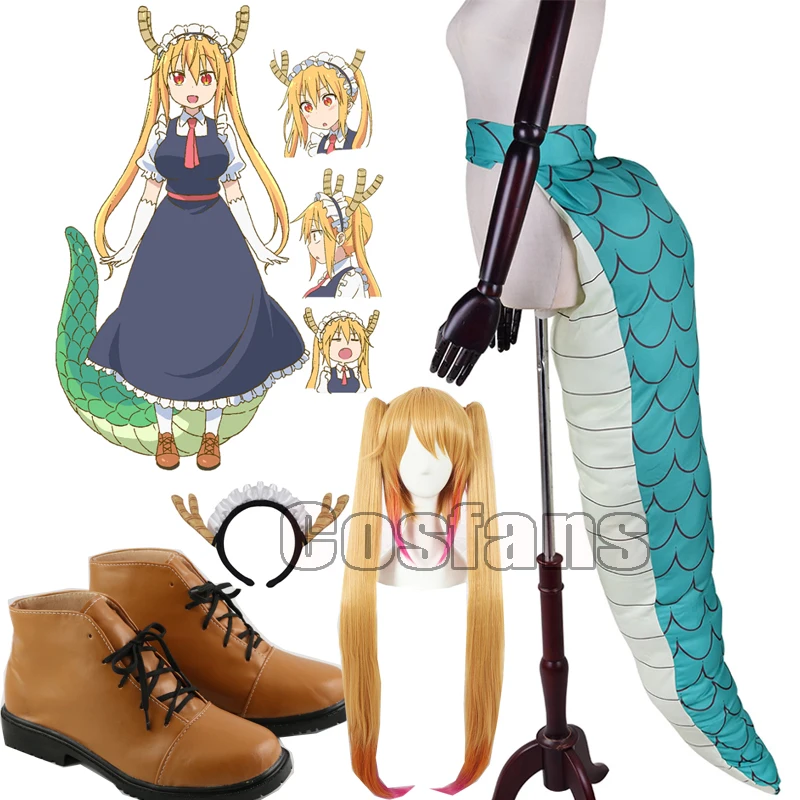 

Anime Toru Tail Cosplay Shoes Miss Kobayashi's Dragon Maid Toru Wigs Headwear Dragon Accessories Halloween Carnival Costumes NEW