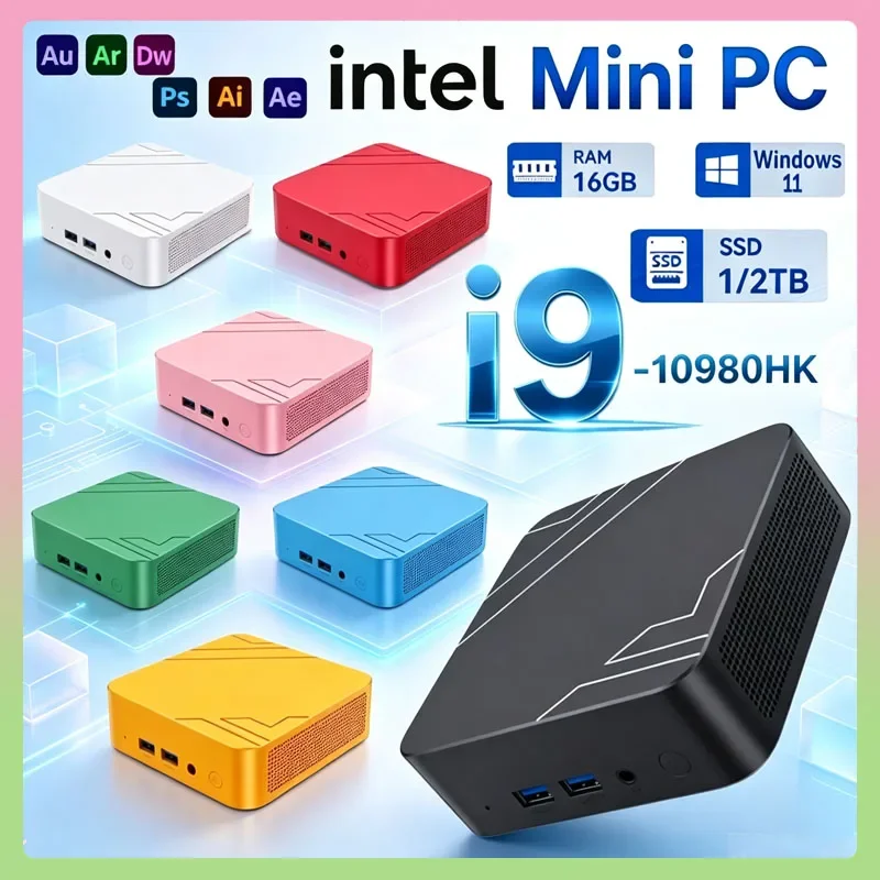 Study Pc Office Gaming Mini HD 4K BT5.2 6 WIFI SSD 2TB 1TB RAM Core I9 10980H Pro 11 Windows PC MINI