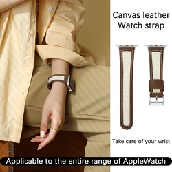 Leather Strap for Apple Watch Band 45mm 41mm 44mm 40mm 42mm 38mm Canvas Wristband iWatch Series 7 6 5 4 3 2 SE 8 Ultra 49mm Belt