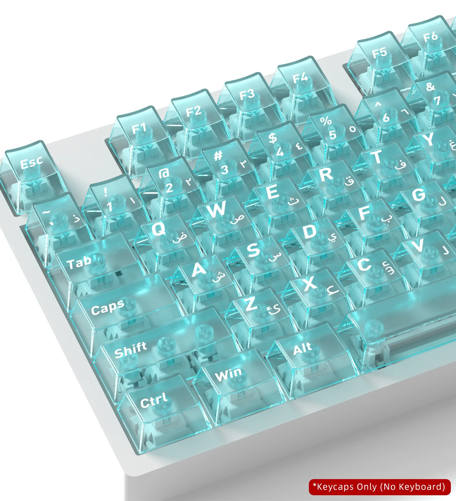 Arabic PC Transparent Keycaps Top Matte Cherry Profile Keycap Set, Backlit Clear Key Caps for MX Mechanical Keyboard 132 Keys