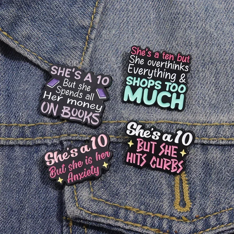 Personalized Inspirational Girl Badge Creative Cartoon English Sentence Alloy Brooch Accessories Pin Badges Metal Enamel Pins