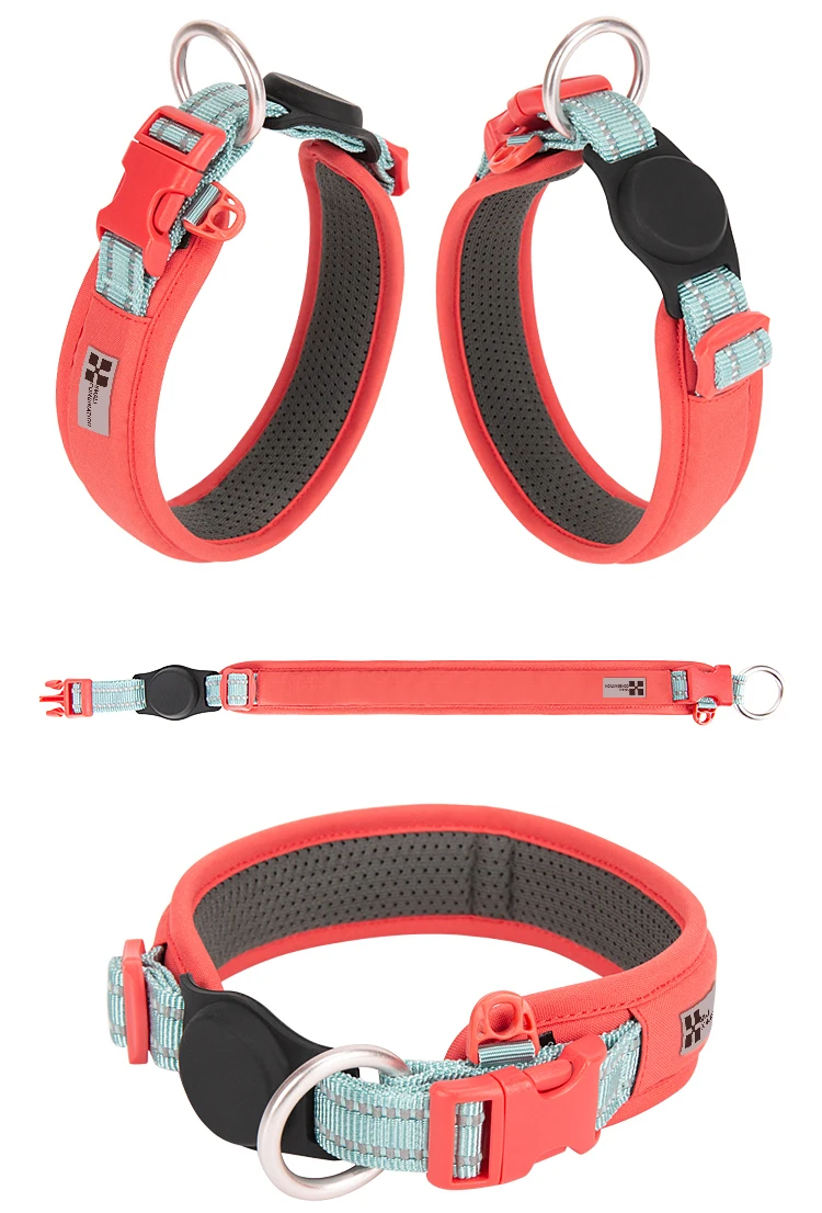 Personalized AirTag Dog Collar Adjustable Nylon Reflective Padded Pet Dog Collar for Small Medium Large Dog Accessories