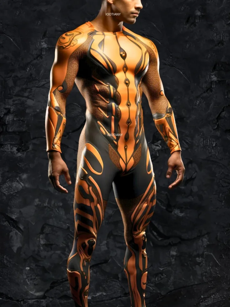 IOOTIANY Herren Sexy Stretch-Bodysuit Zentai-Anzug Halloween Karneval Party Krieger Bühnenauftritt Cosplay Kostüm 2026 – Detail 3