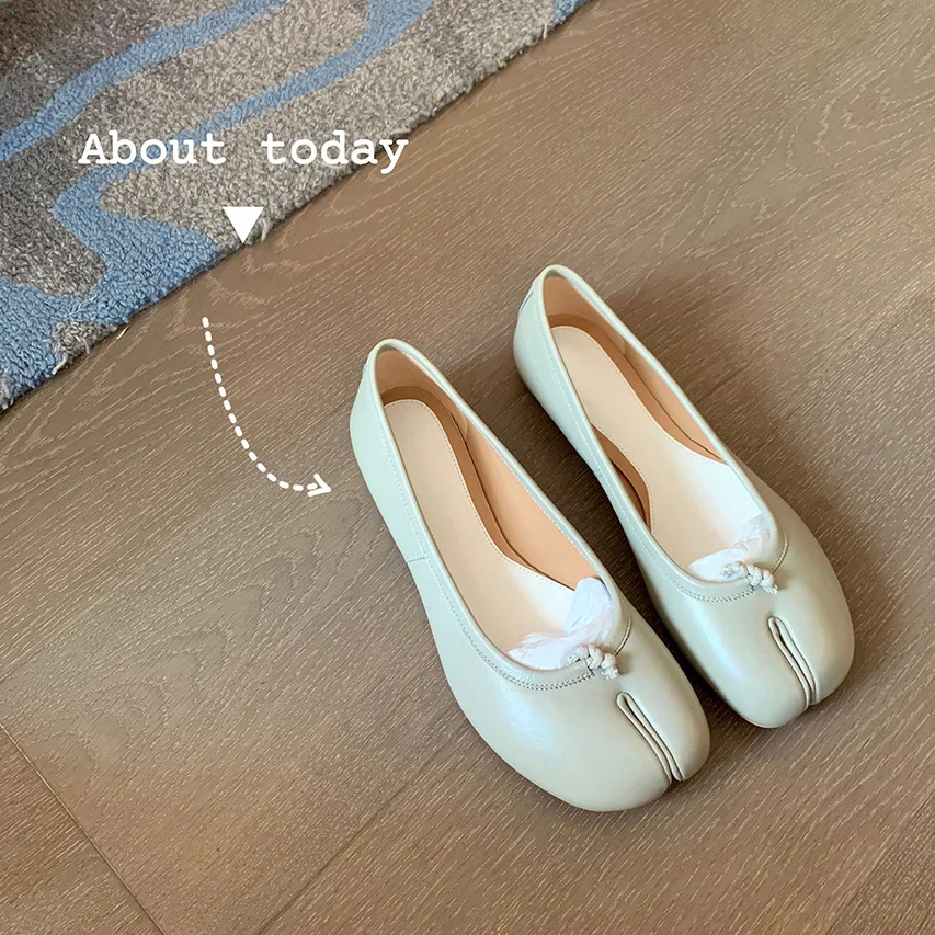 أحذية باليه سوداء مسطحة بمقدمة مقسمة للنساء فستان ماري جينس بدون كعب راقصة الباليه Zapato Mujer