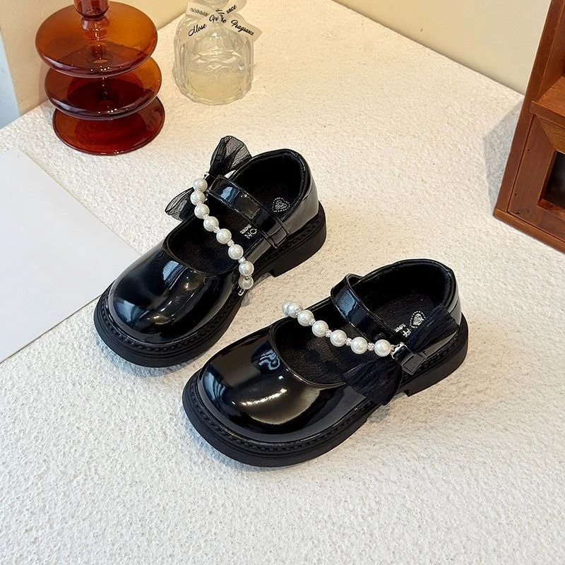 

Girls Leather Mary Jane Shoes Spring Autumn New Style Black Princess Style Kids Footwear Toddler Classic Bow Design