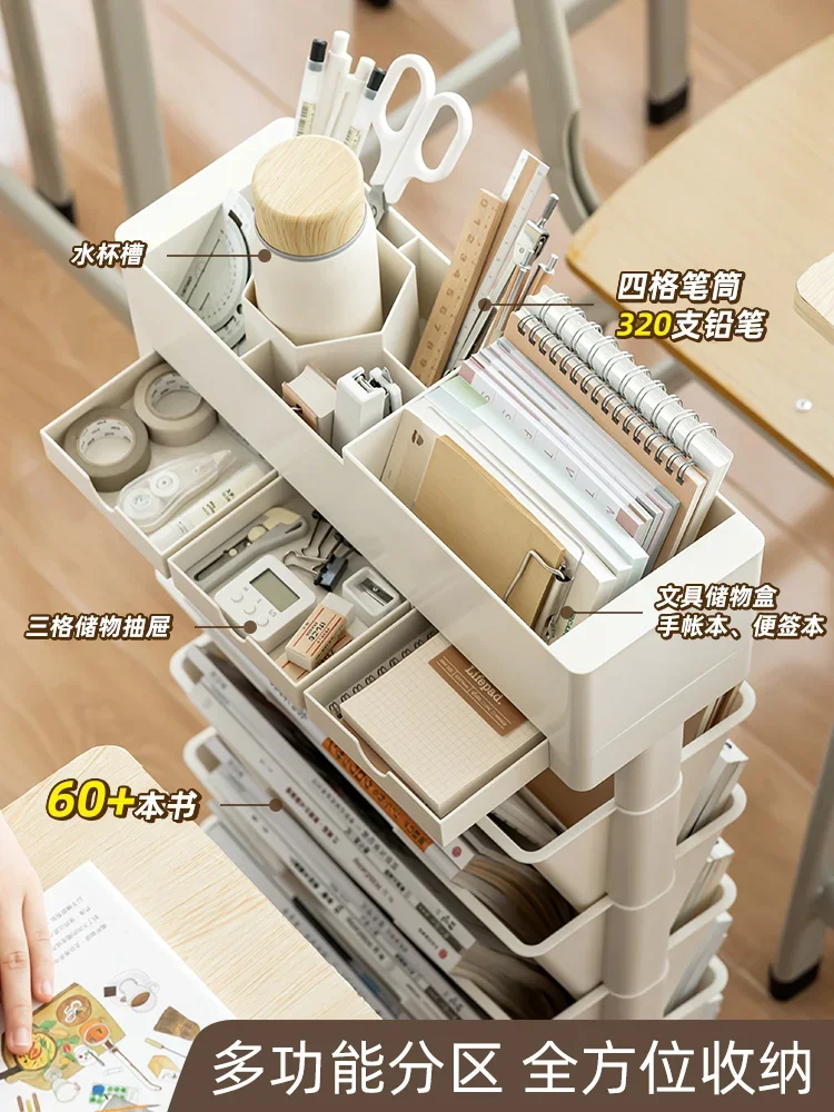 A storage tool for items placed next to a movable desk