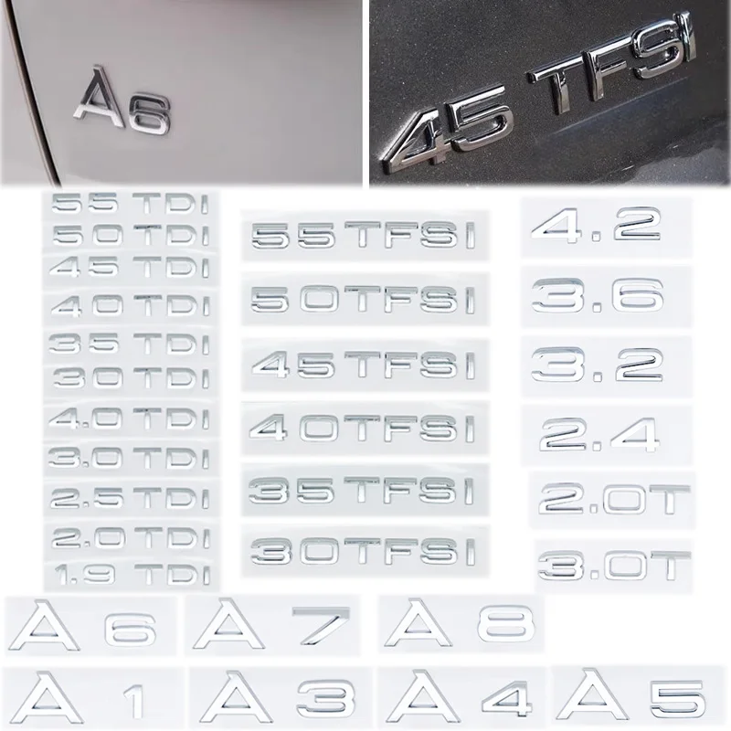 

Car Trunk Sticker 3D ABS Glossy Black 2.0 2.5 3.0 4.0 5.0TDI 30 35 40 45 50 55 TDI For Audi A1 A3 A4 A5 A6 A7 A8 Q2 Q3 Q5 Q7 TT