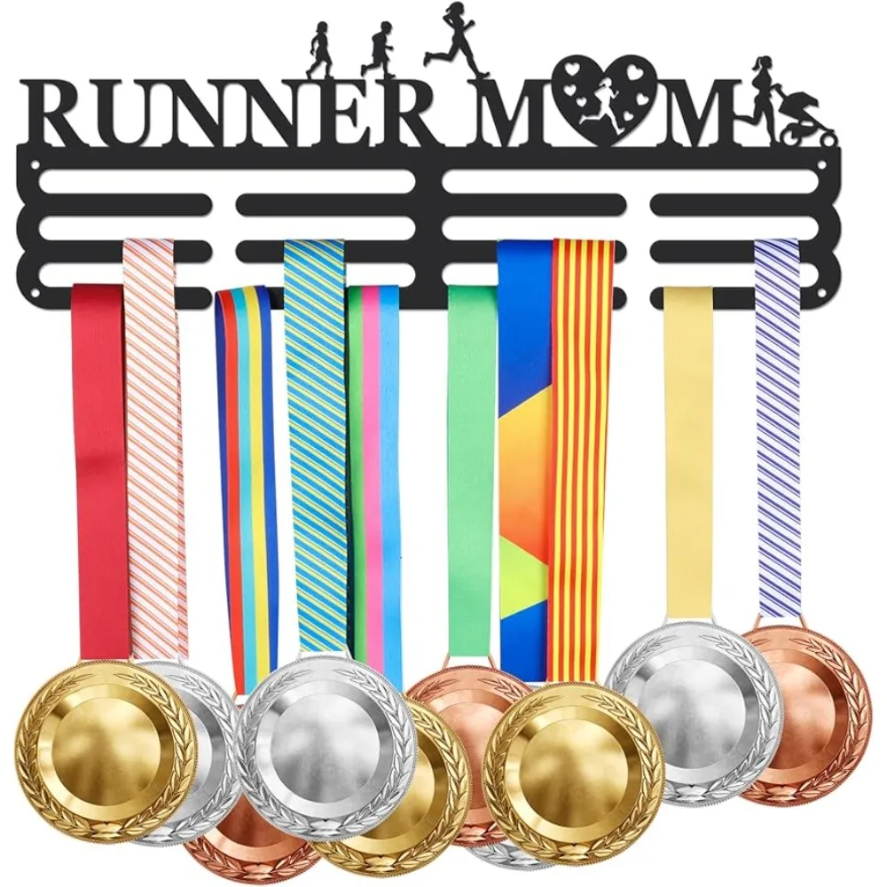 

Running Medal Hanger Display Holder Runner Mom Sport Iron Hook Marathon Rack Frame Medal Hanger Awards Ribbon Cheer for 60+