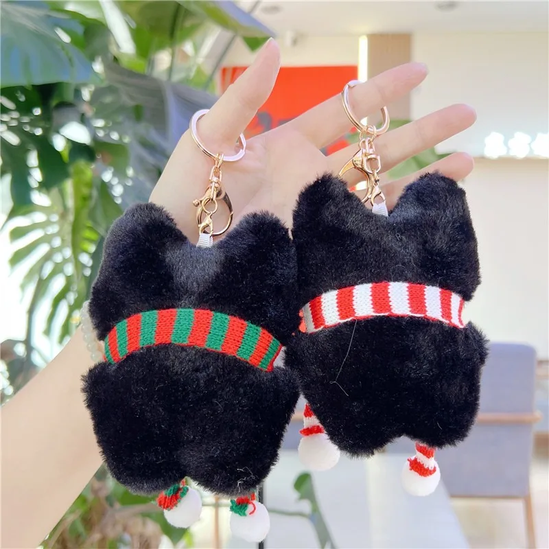 Kawaii Zwarte Kat Pluche Pop Speelgoed Hanger Cartoon Kat Zacht Gevulde Pop Hanger Autosleutel Rugzak Tas Decor Pop Hanger Sleutelhanger