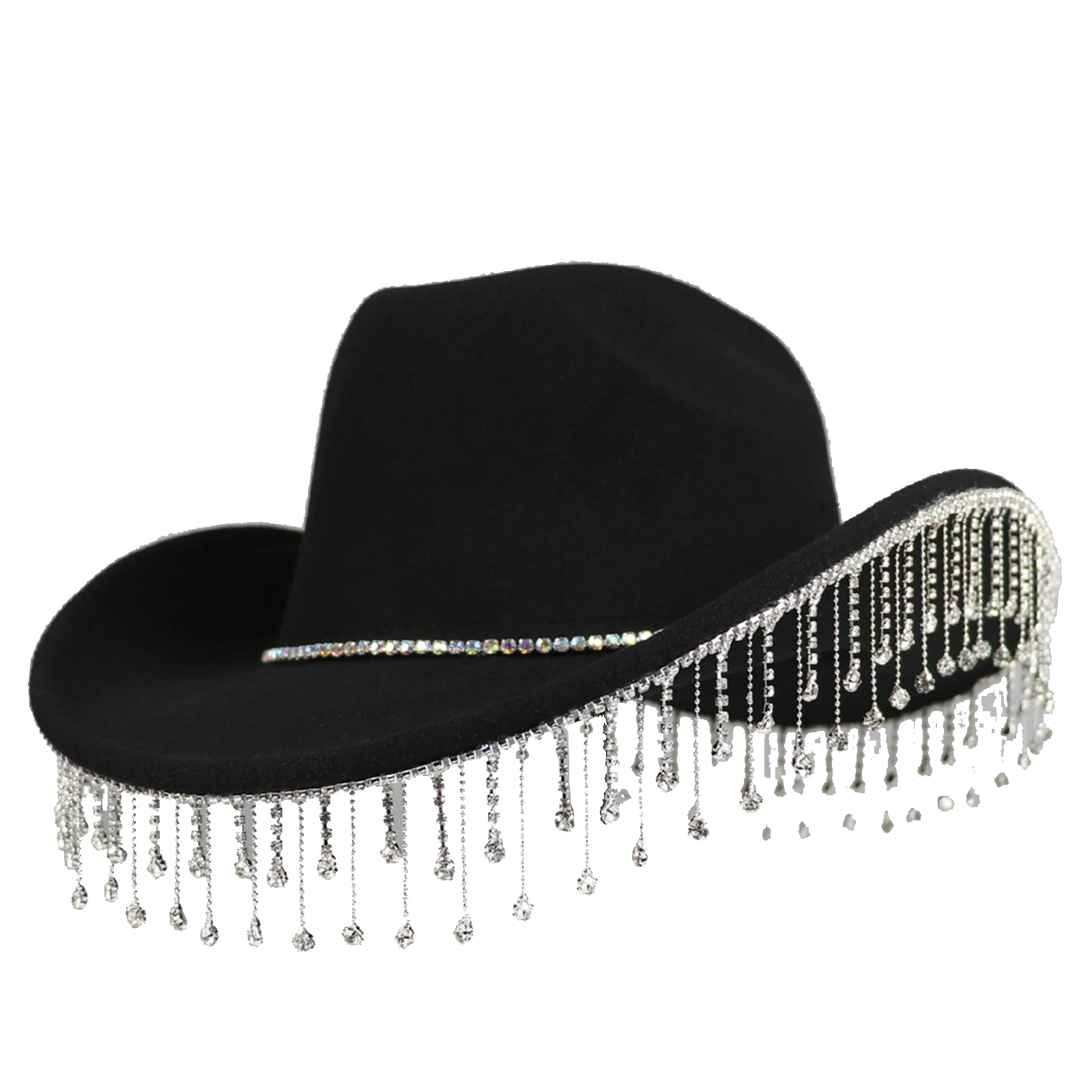 

Western Cowboy Hat Rhinestone Cowgirl Hat Bling Diamond Fringe Mens Womens Cosplay Party Costumes Props for Bachelorette Party