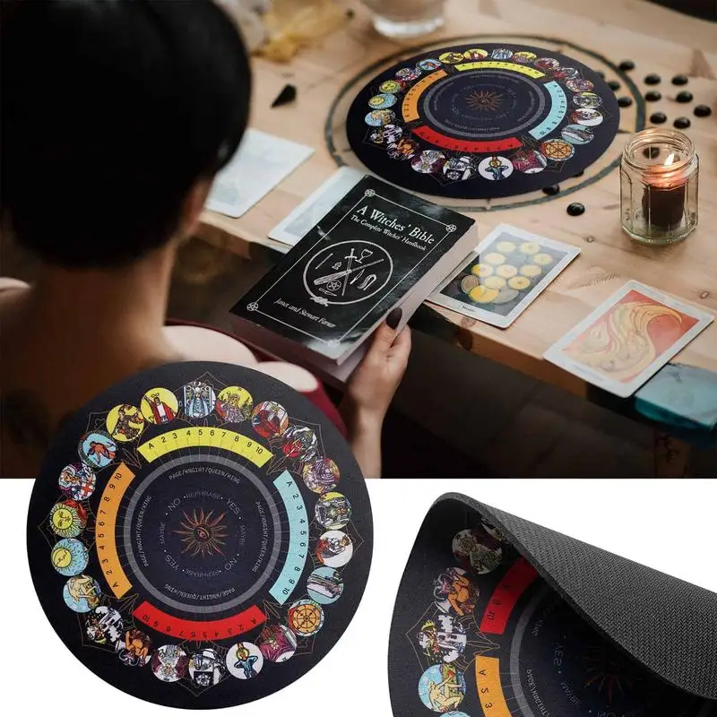 Divination Board Round Pendulum Mat Rubber Divining Mat 8.7in Altar Tarot Table Cloth For Spiritual Healing Chakras Balance