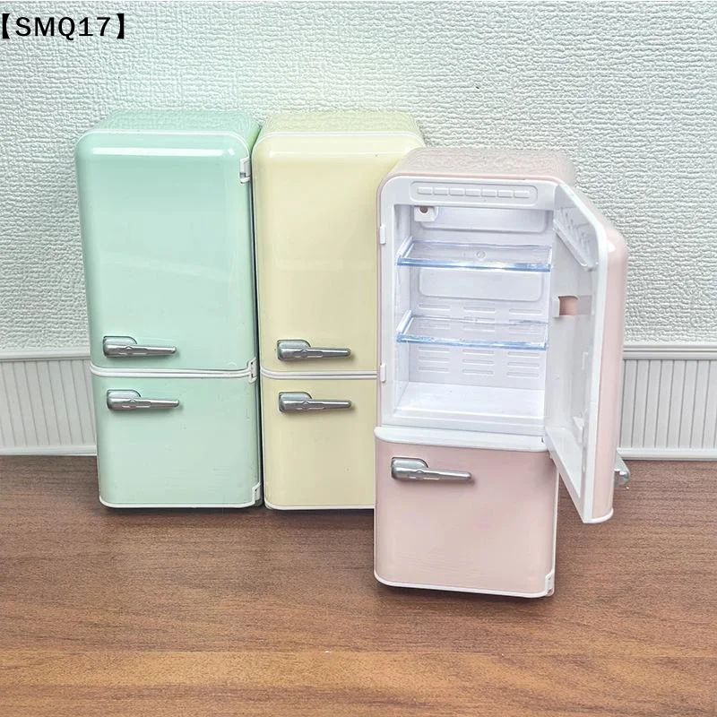 1Pcs LED Light 1/12 Scale Design Pastel Dollhouses Refrigerator Toy For Kids Adults Realistic Kitchen Decors