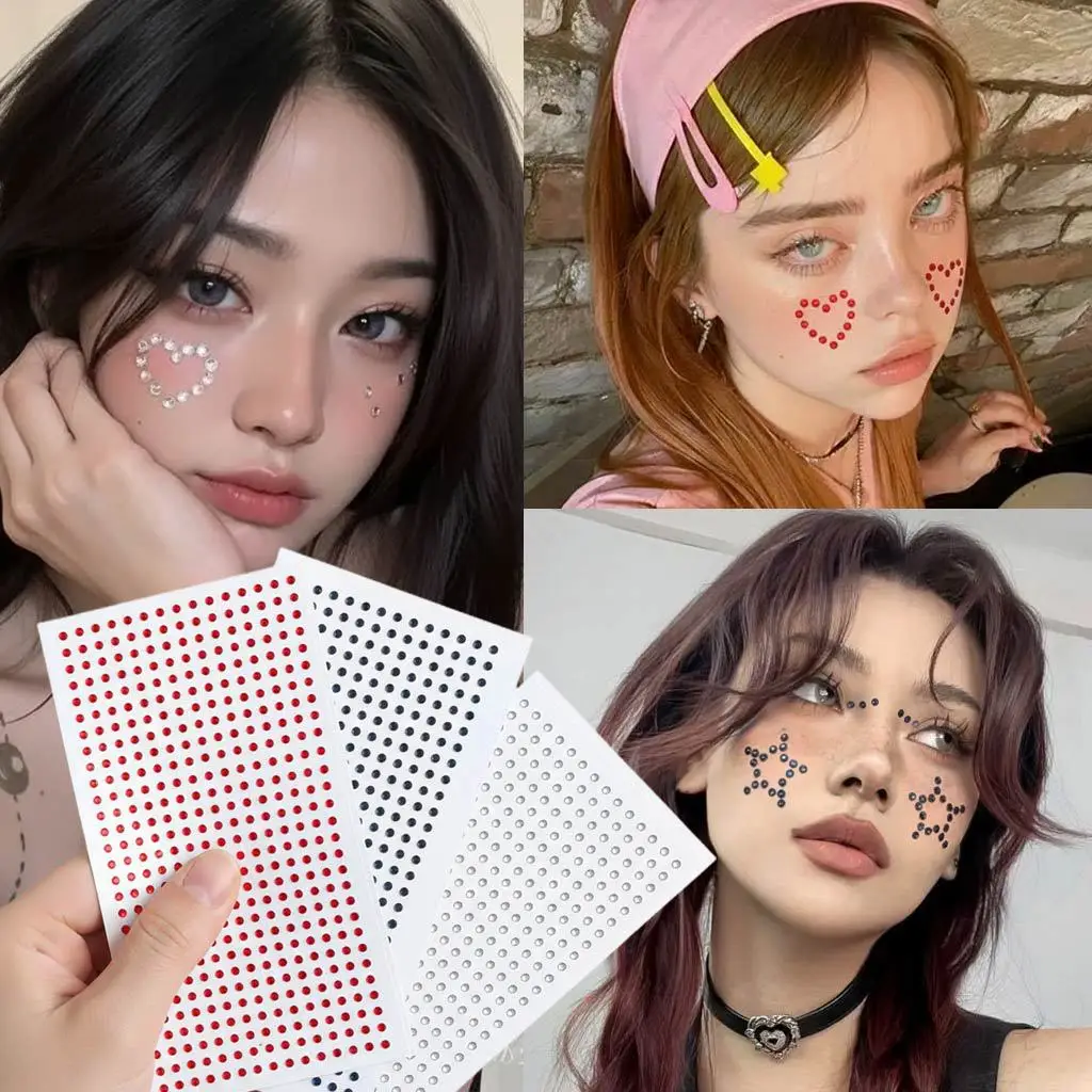 2mm Ultra Thin Forehead Rhinestone Stickers Waterproof Self Adhesive Crystal Gems for Makeup Artist DIY Face Art