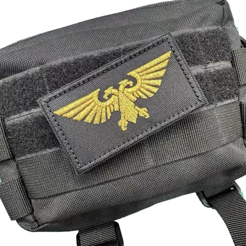 Hot Warhammer 40k Medal Gold Thread Embroidered Armband Double-headed Eagle Epaulet Backpack Hook&Loop Patches for Clothing