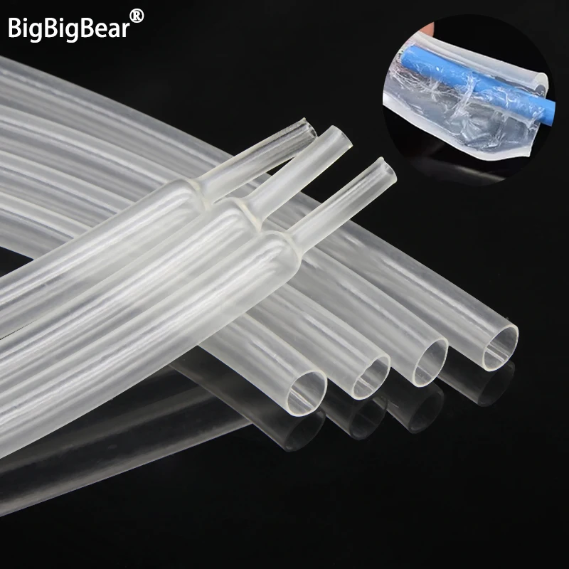 1~10m 3:1 Heat Shrink Tubing With Glue 1.6~ 50mm Transparent Double Wall Adhensive Polyolefin Sleeve Lined Wire Cable Protector