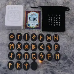 Witches Runes Set Altar Divination Tools with Manual and Storage Bag 25Pcs Wood Runes Altar Runes for Beginners Board Game