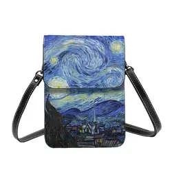 Moon Vincent Van Gogh Shoulder Bag Starry Night Female Gift Mobile Phone Bag Funny Leather Office Bags