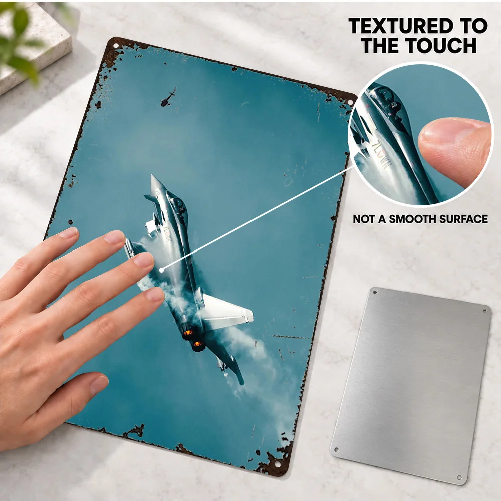 Eurofighter Typhoon Performing High-G Maneuver Aircraft Aluminum Poster Personalized Metal Sign Illustrated Wall Art For Study