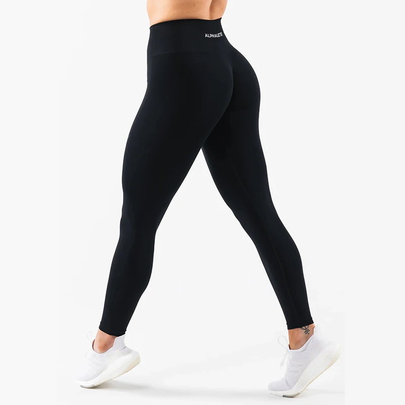 Alphaete pantalones sin costuras melocotón cadera sin costuras mujeres Fitness Leggings de cintura alta transpirable apretado Yoga pantalones deportivos YP2ALP03