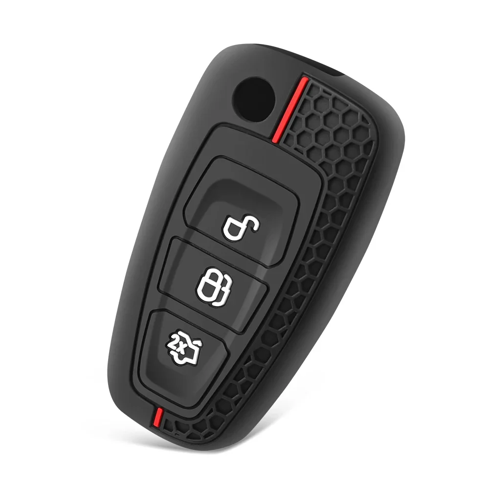 Silicone Car Remote Key Case Cover for Ford Focus 3 4 ST Fiesta Fusion Kuga Ecosport Mondeo MK3 MK4 Protect Accessories