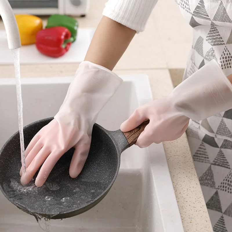 Guantes de goma para lavar platos y cocina, manoplas impermeables para limpieza del baño y el hogar, duraderos, 1 par