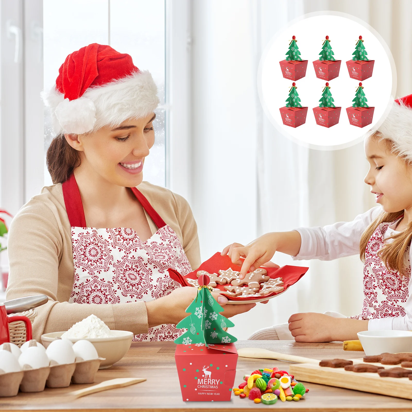 

10 Set Candy Box Gifts Party Favors Holders Cases Storage Festive Packaging Boxes Paper Christmas Cookie