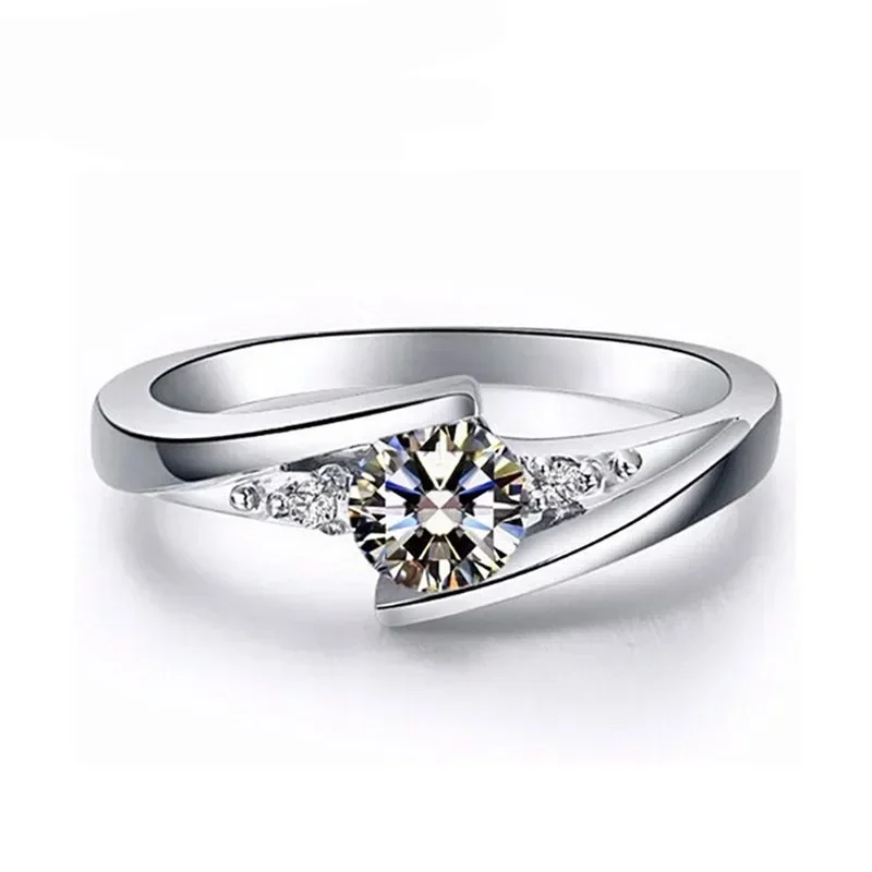 2024 Cute Female Small Round Zircon Stone Ring Vintage Silver Color Wedding Jewelry Promise Crystal Engagement Rings For Women