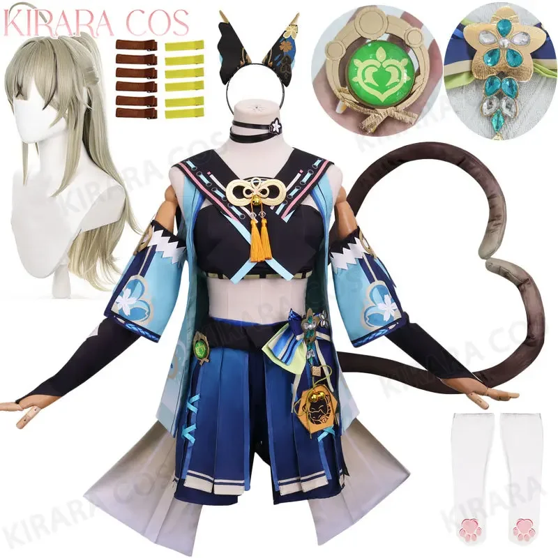 

Genshin Kirara Cosplay Costume with Tail Ears Genshin Impact Cosplay Full Set for Cute Cat Girl Party Outfits