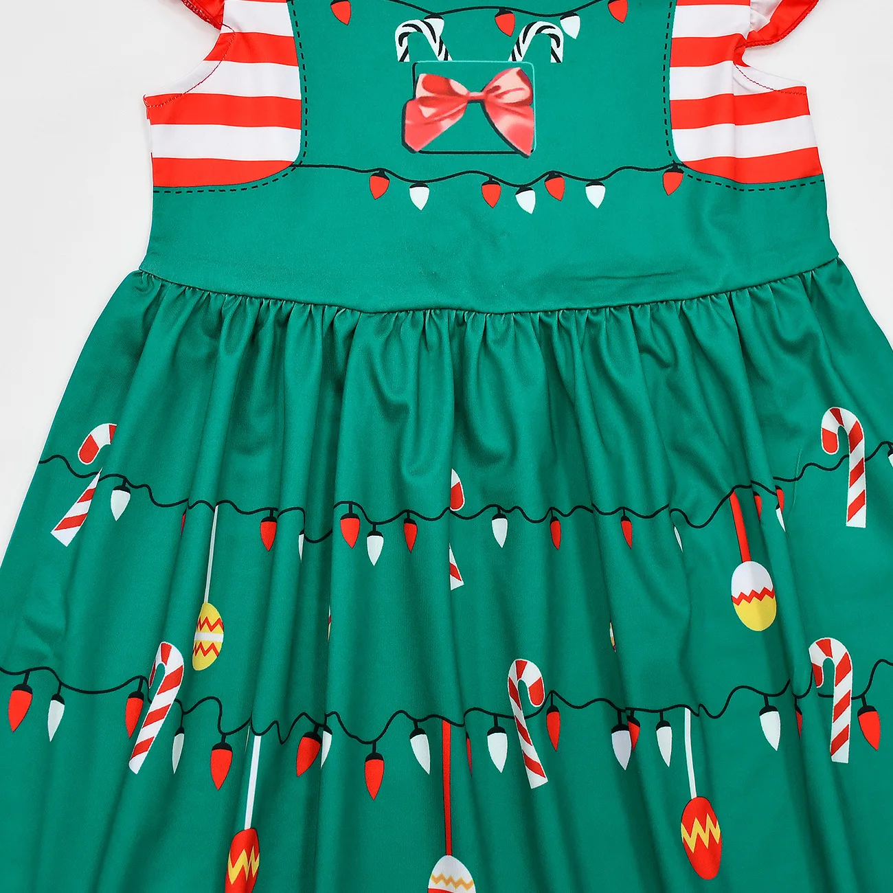 New Kids Dresses for Girls Christmas Elf Costumes Green Dress Short Sleeve Santa Clothes Baby Children Xmas Party Outfit Gifts